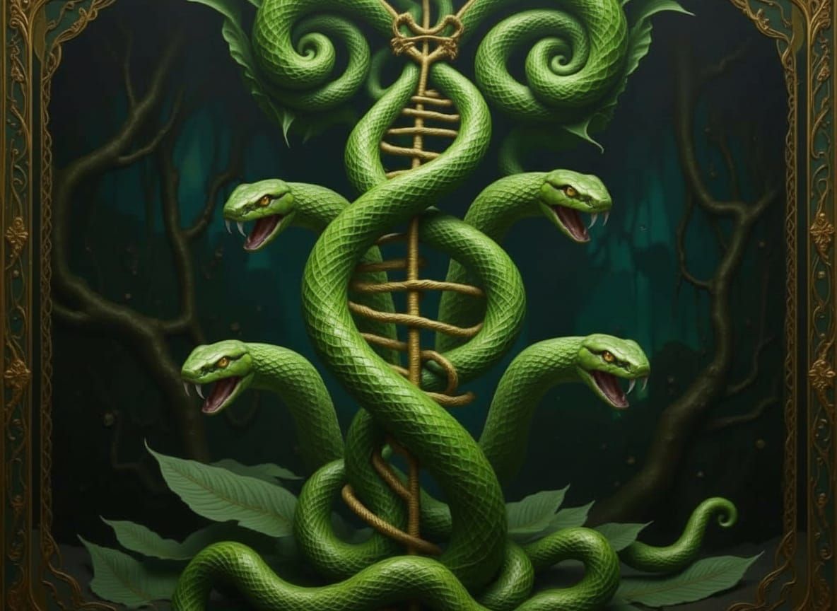 Snake Helix Oil Painting in James Gurney Style