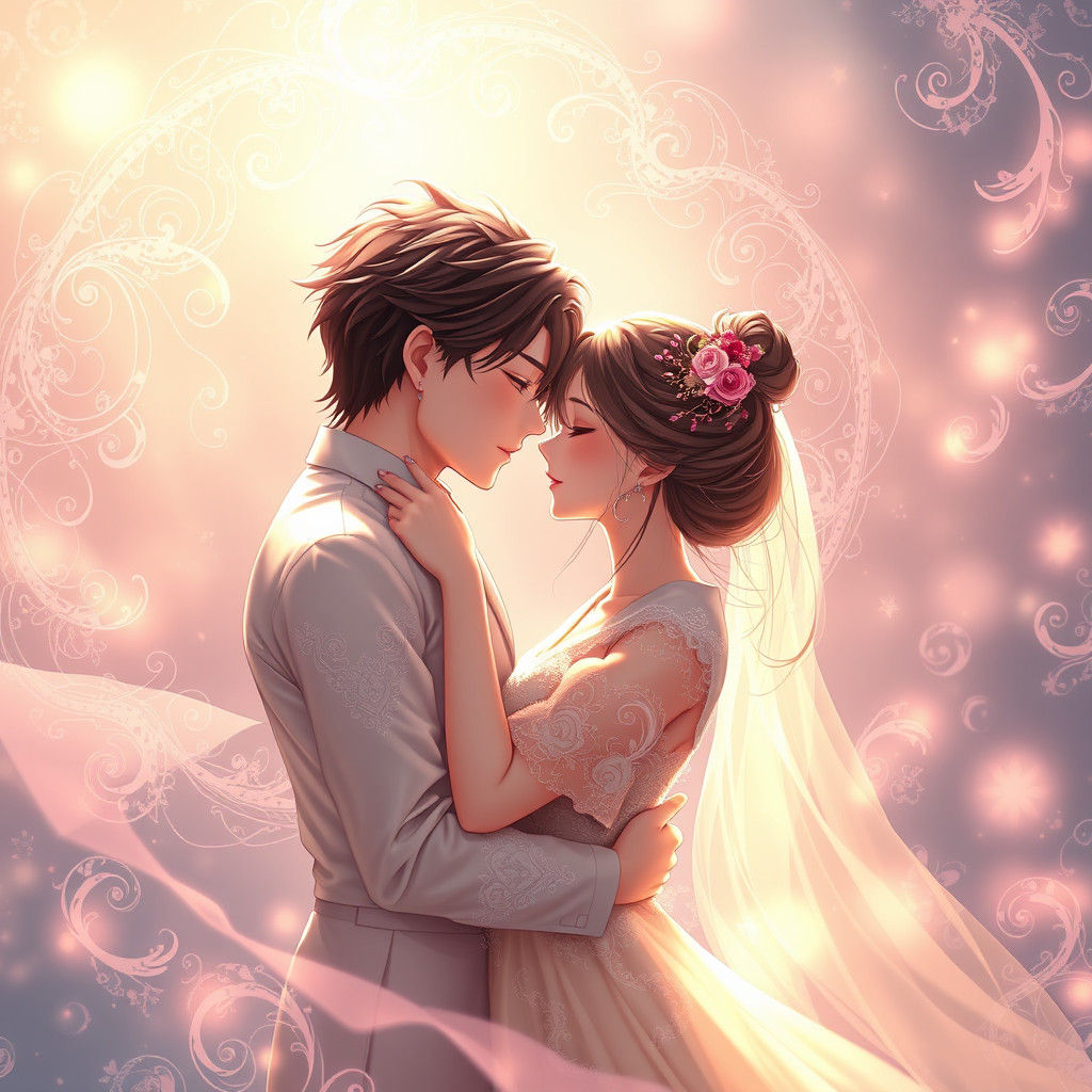 Ethereal Embrace: Lovers in 3D Anime Style