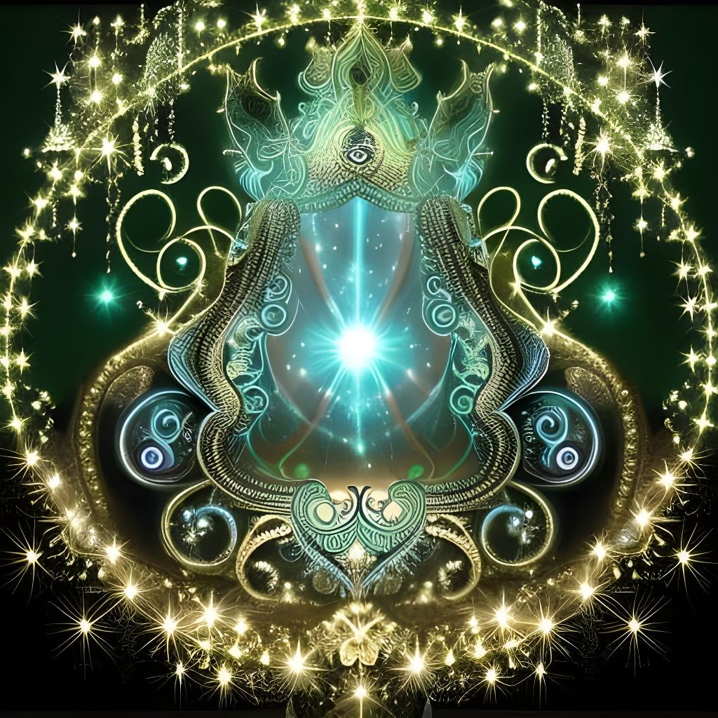 Luminescent Tree with Fantasy Window in Digital Art Style