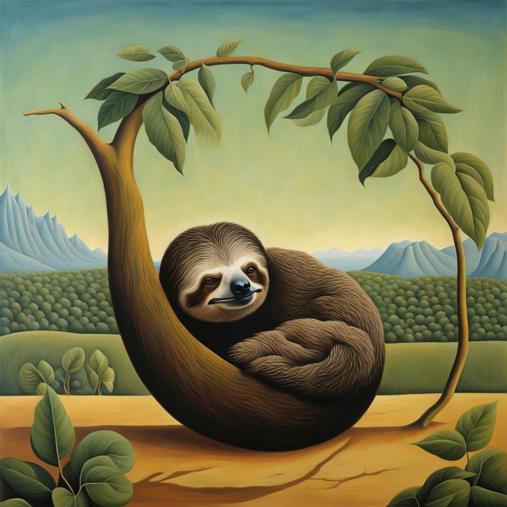 Surreal Sloth in the Style of Magritte