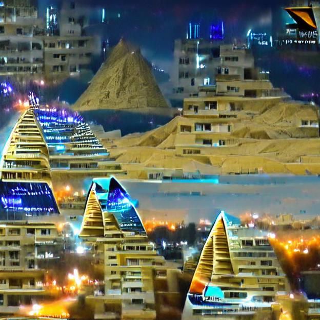 Futuristic Pyramid in Egypt, Year 2035