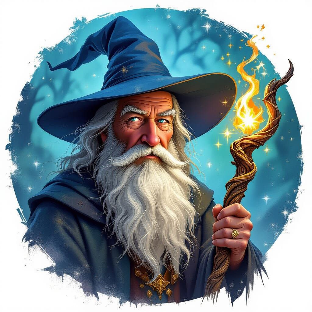 Wise Wizard Portrait in Fantasy Illustration Style