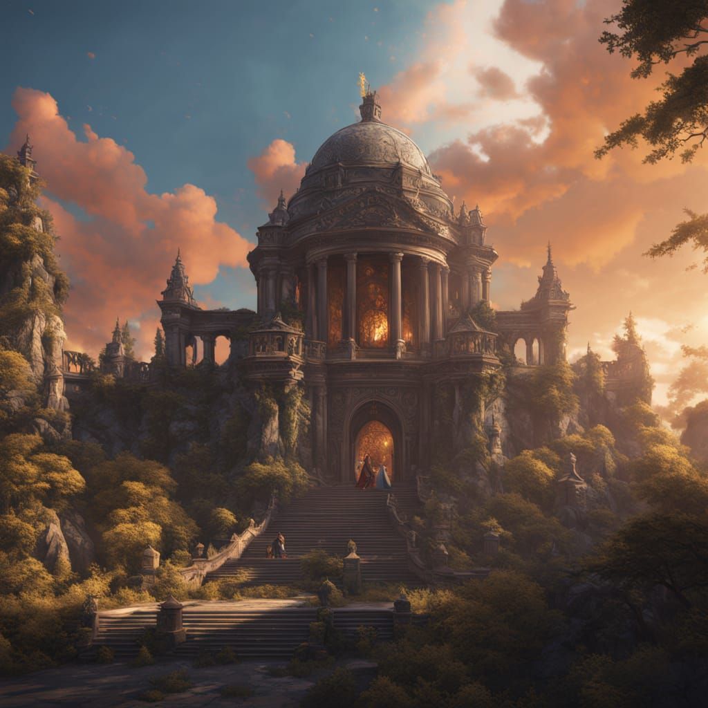 Wonder Woman as a Marble Classical Sculpture in a Vibrant Su...