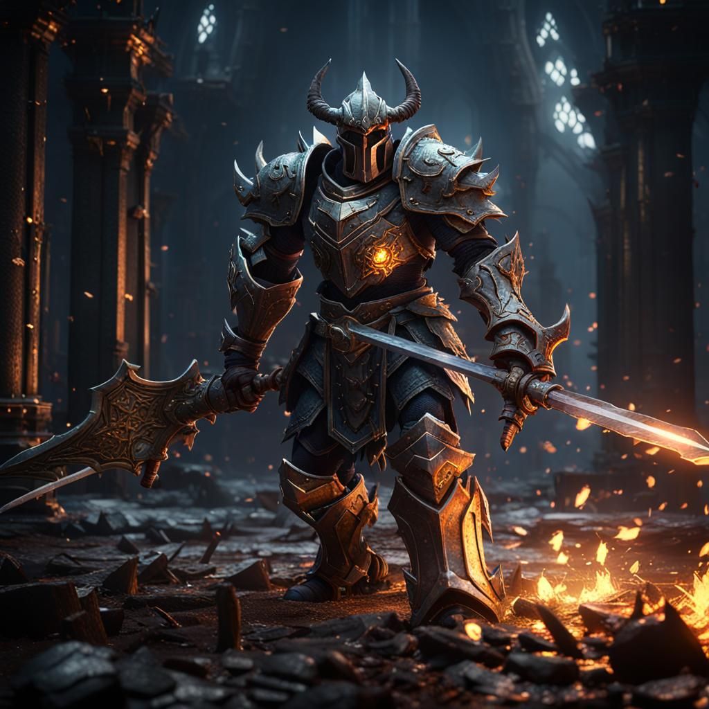 Epic Chaos Knight in 3D Game Style