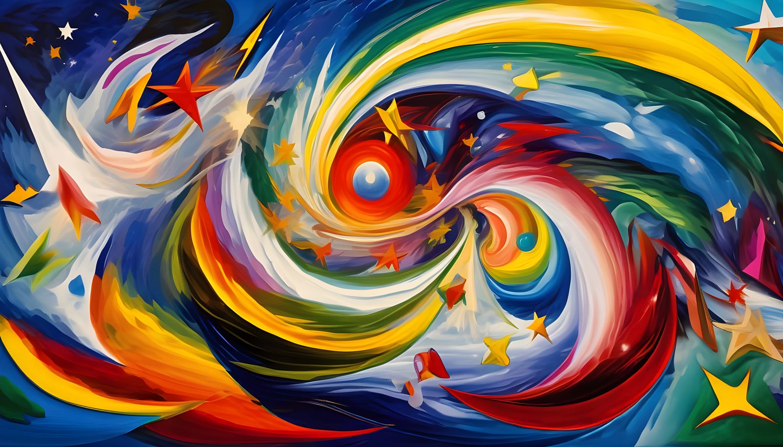 Abstract Expressionist Vortex Maelstroms in Opalescent Color...