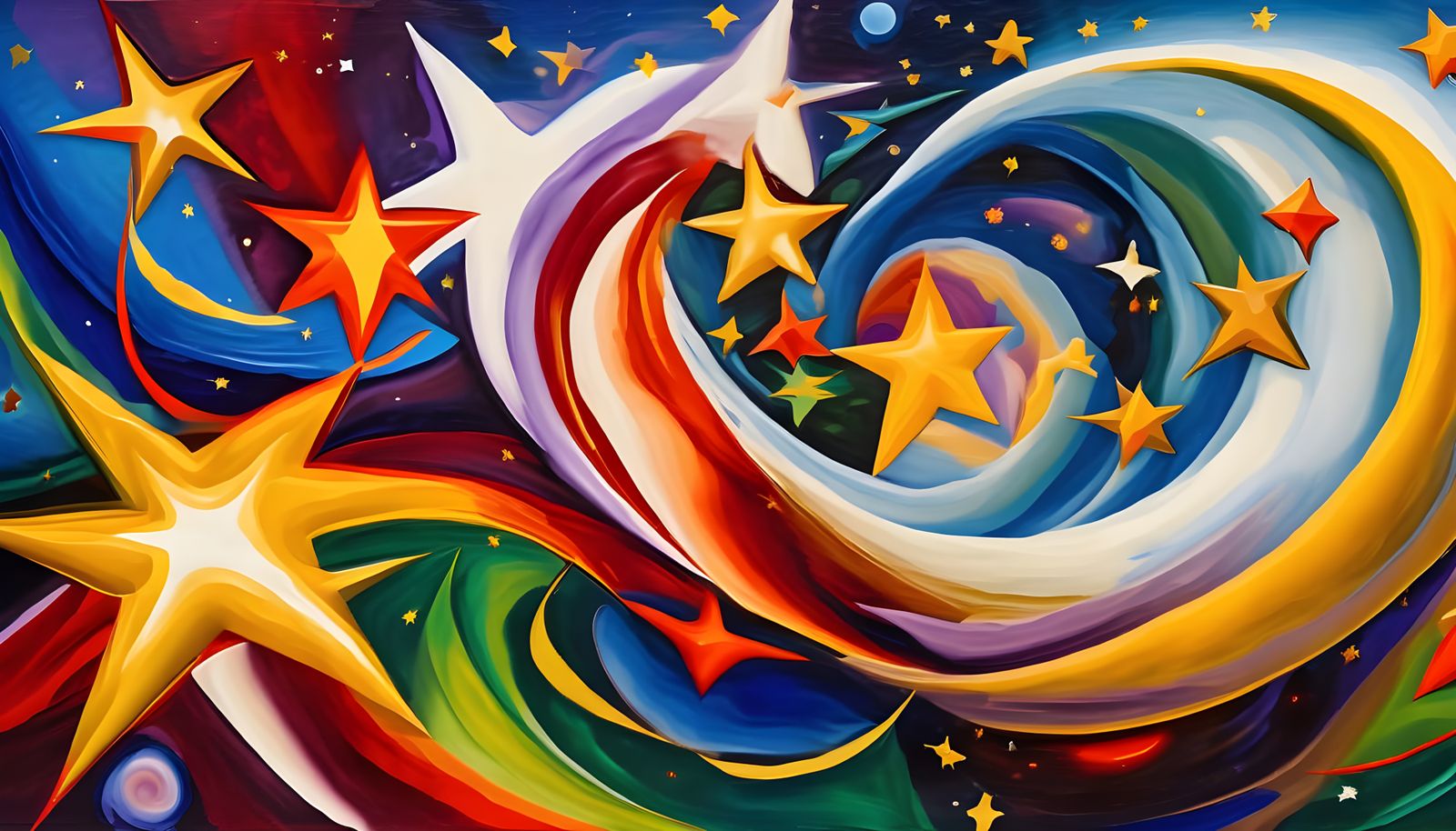 Abstract Expressionist Vortex Maelstroms in Opalescent Color...