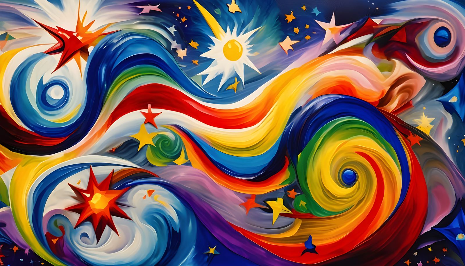 Abstract Expressionist Vortex Maelstroms in Opalescent Color...