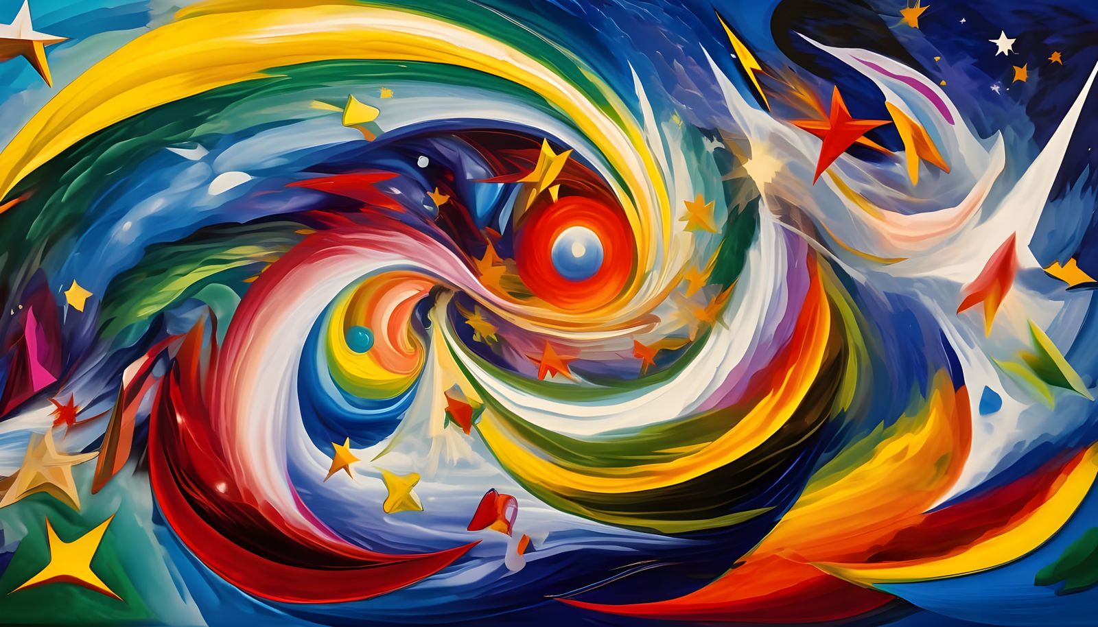 Abstract Expressionist Swirling Vortex Maelstroms in Opalesc...