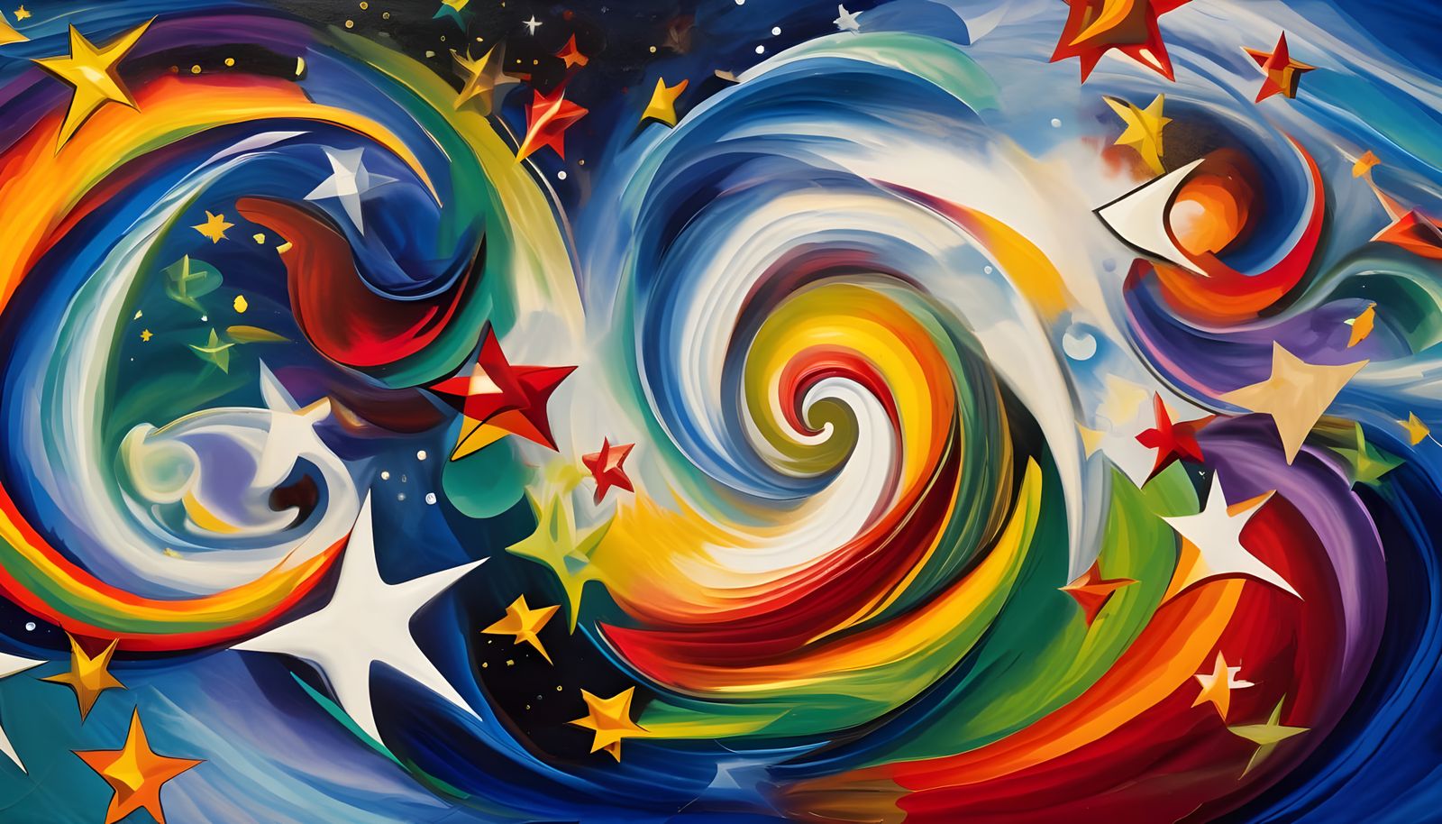 Abstract Expressionist Vortex Maelstroms in Opalescent Color...