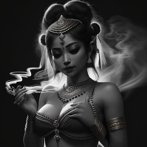 Ethereal Apsara Goddess in Dramatic Lighting