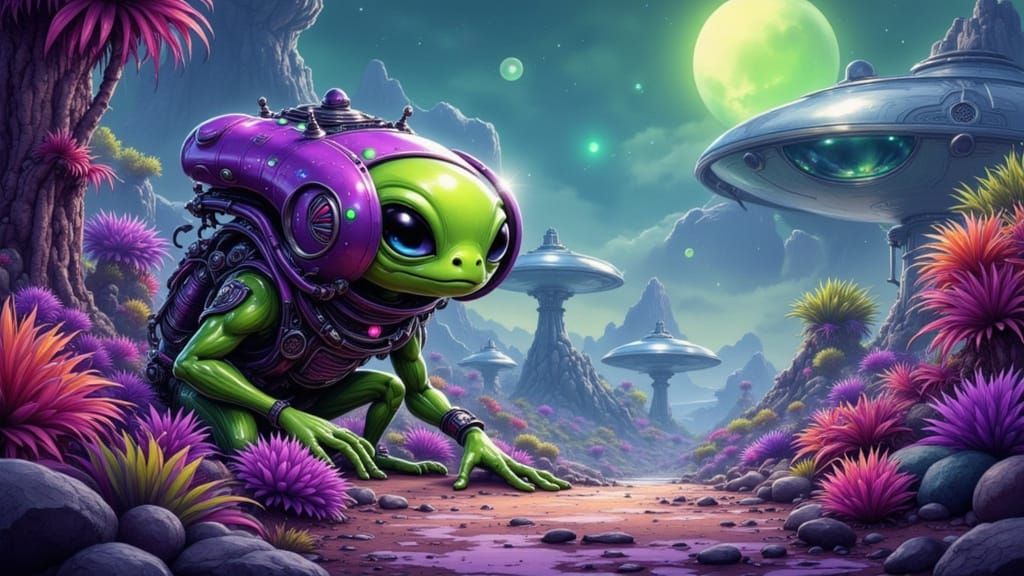 Alien Explorer Discovers Vibrant Jungle Planet