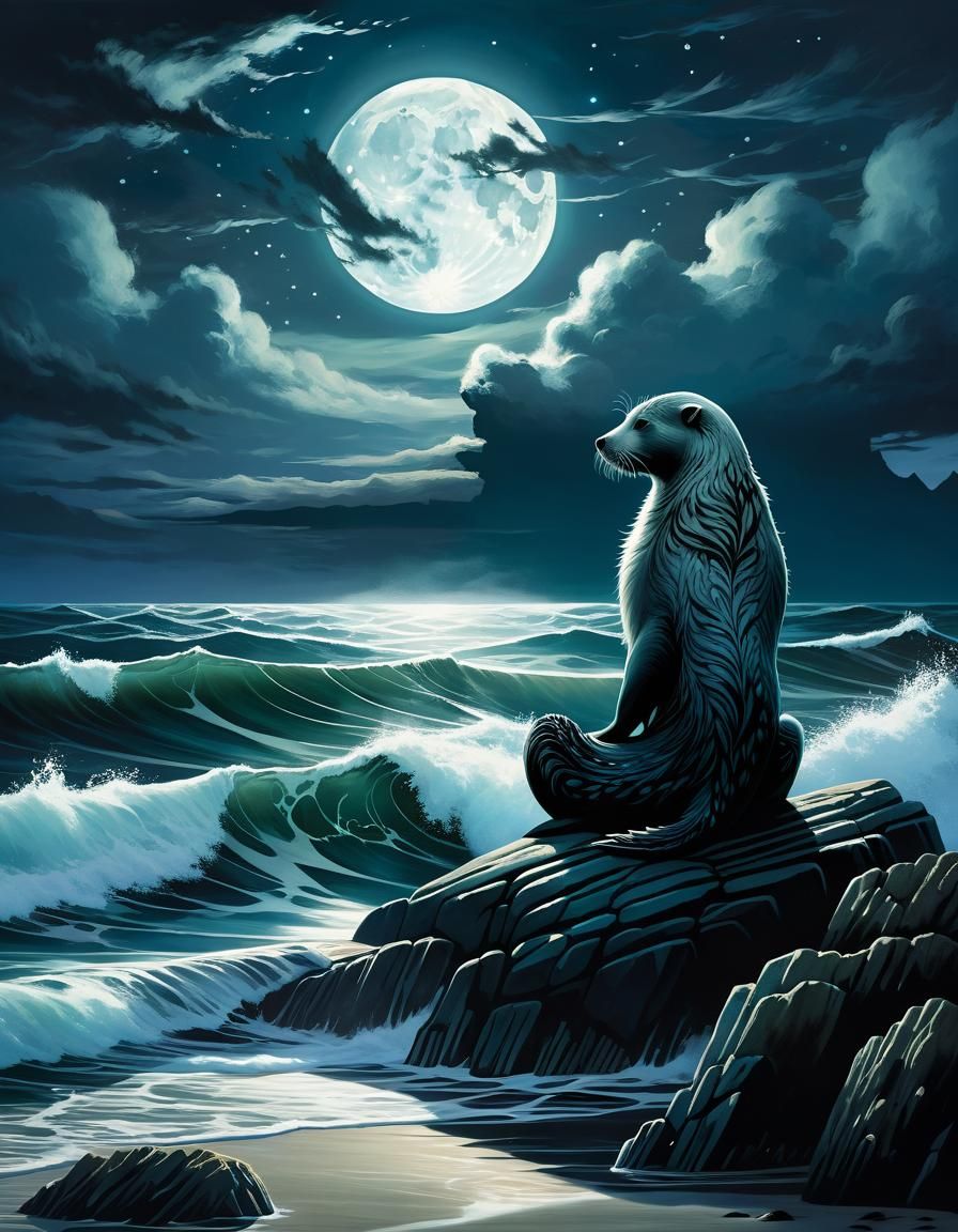 Mysterious Selkie Emerges from Stormy Waters
