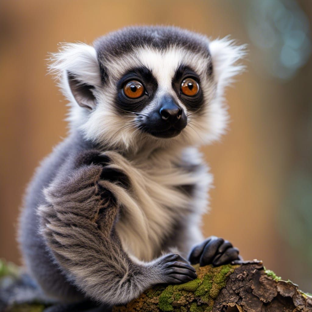 Adorable Fuzzy Baby Lemur