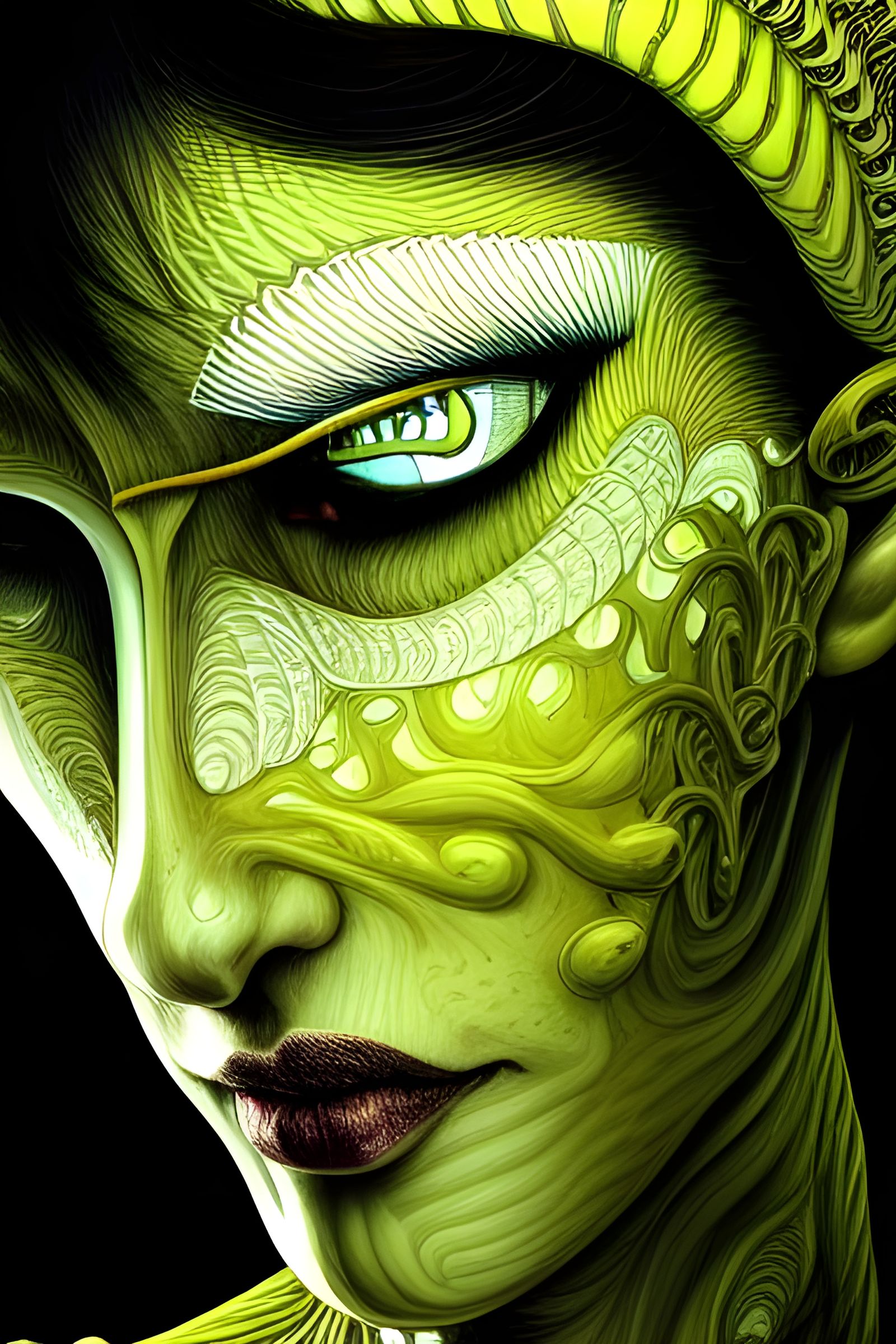 Hyperdetailed Cabbie in City, Junji Ito Style