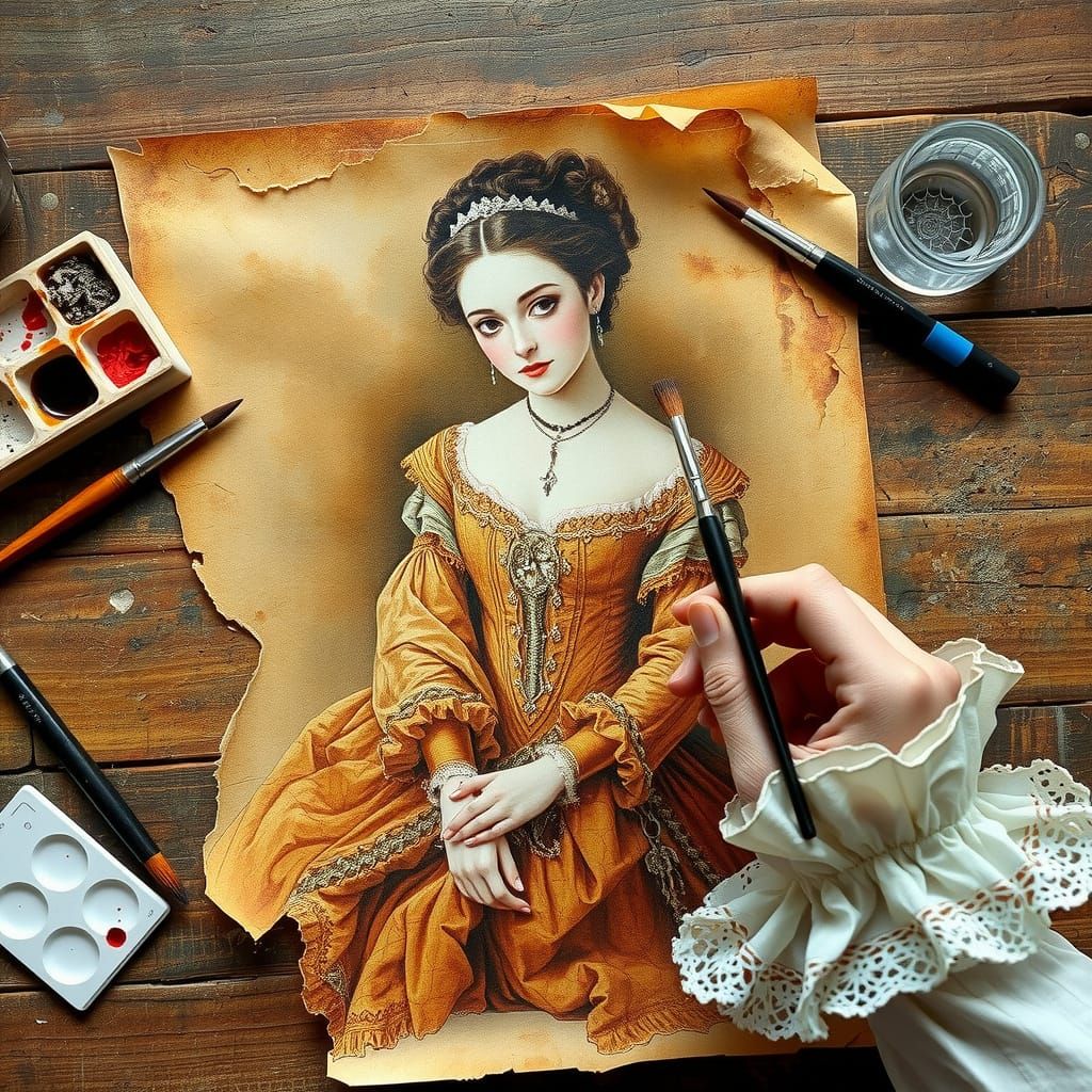 Ethereal Victorian Lady in Antique Artistic Restoration