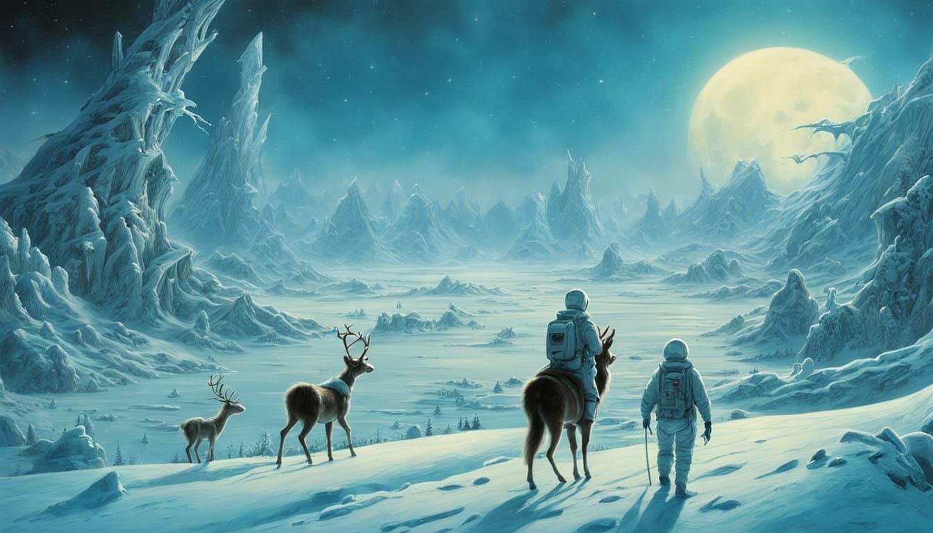 Winter Wonderland on Alien Planet in Intricate Matte Paintin...