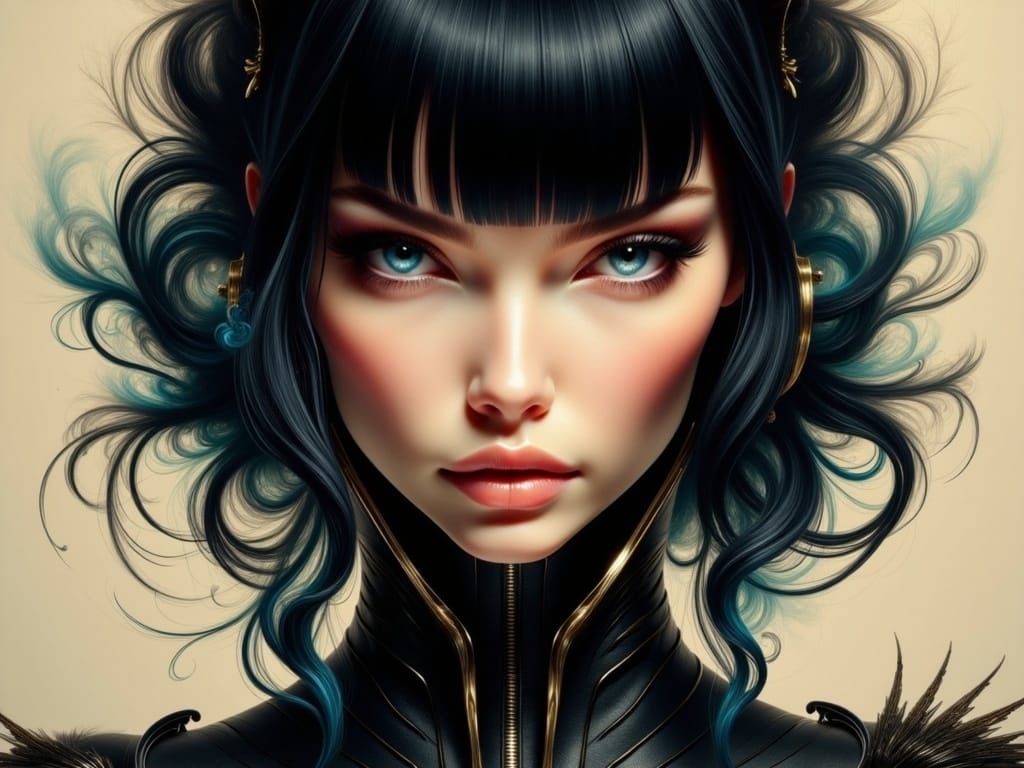 Luxurious Futuristic Upperclass Woman in High-Tech Fashion