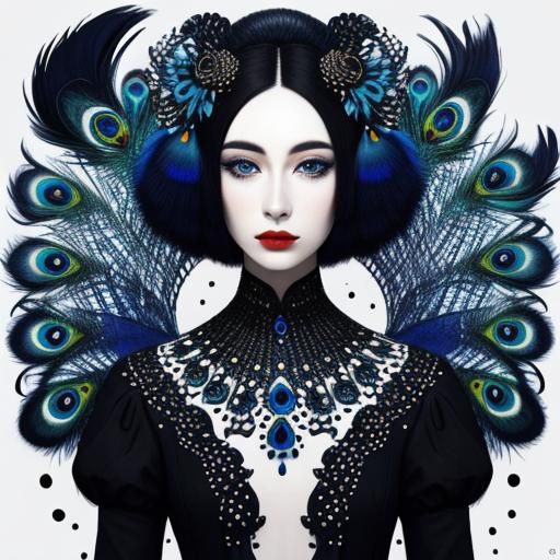 Abstract Woman with Peacock Feathers