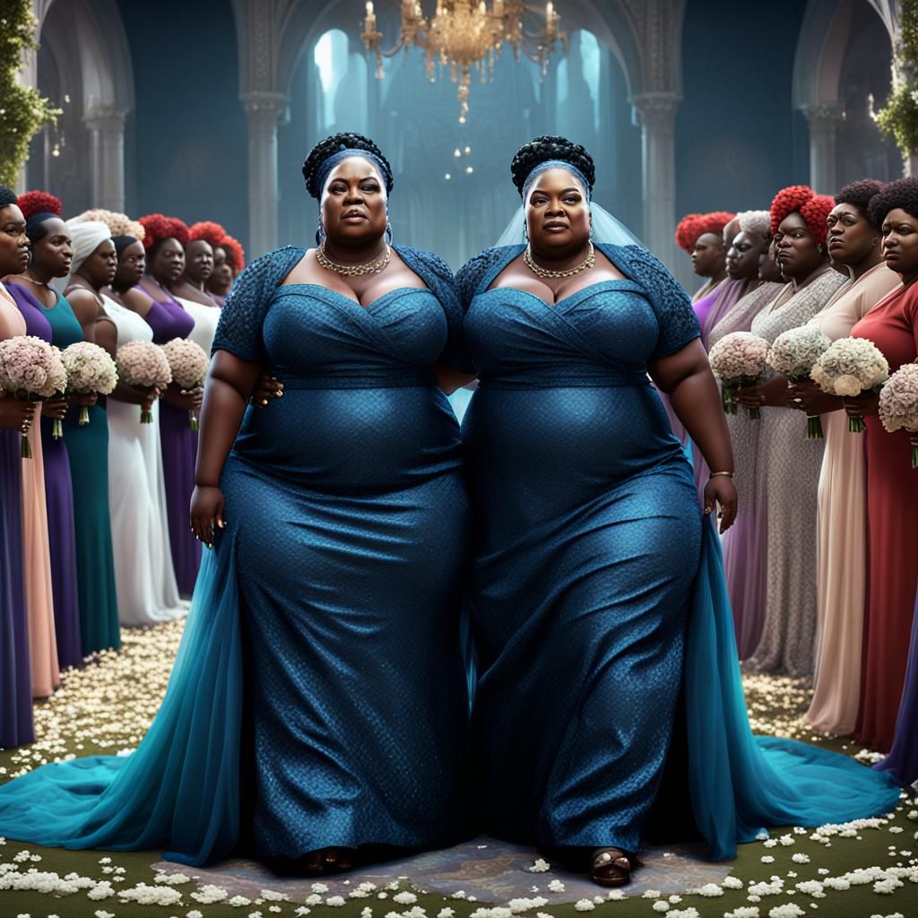 Morbidly Obese Revolutionary Women's Wedding: Detailed Matte...