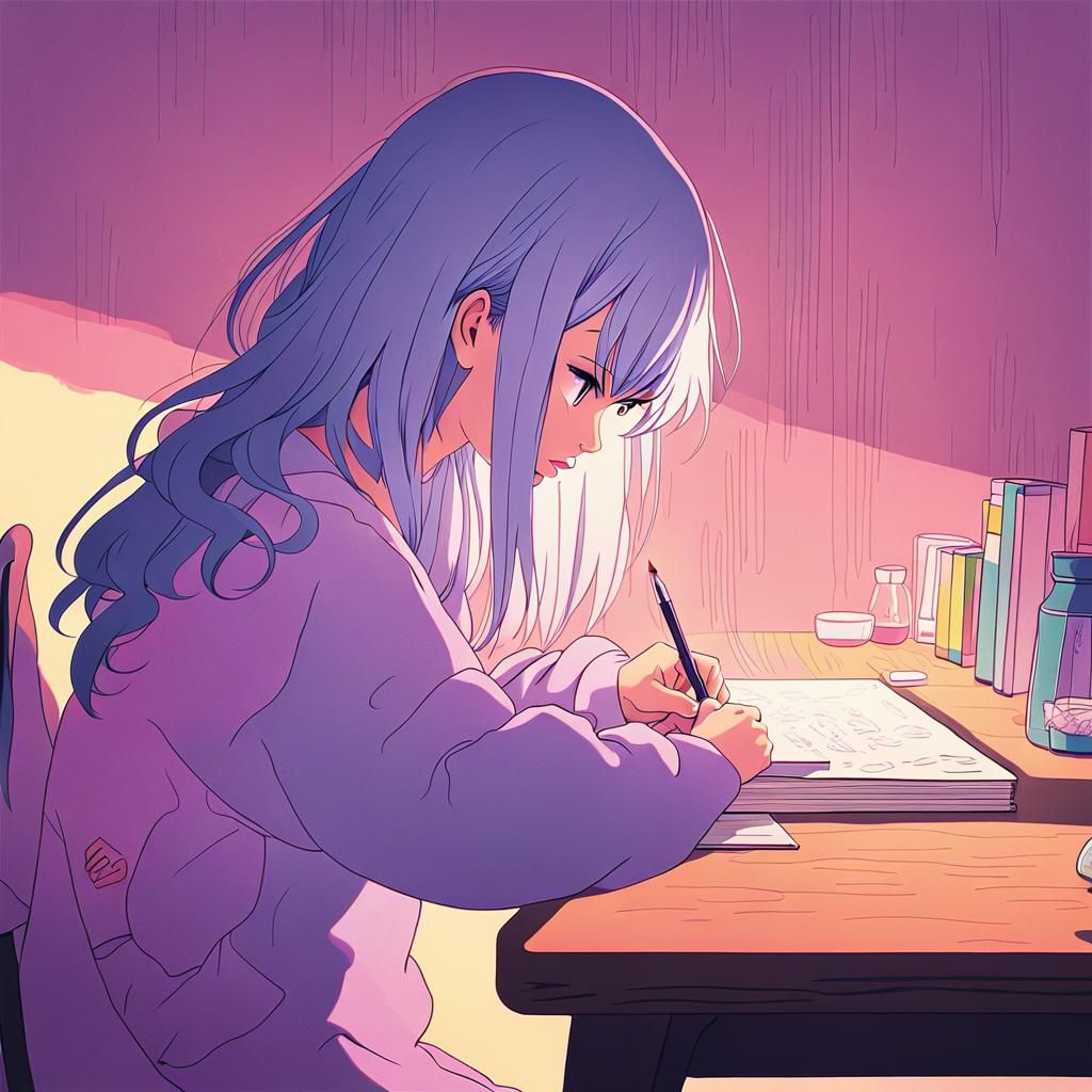 Hinata Hyuga Studying: Vibrant Anime Illustration