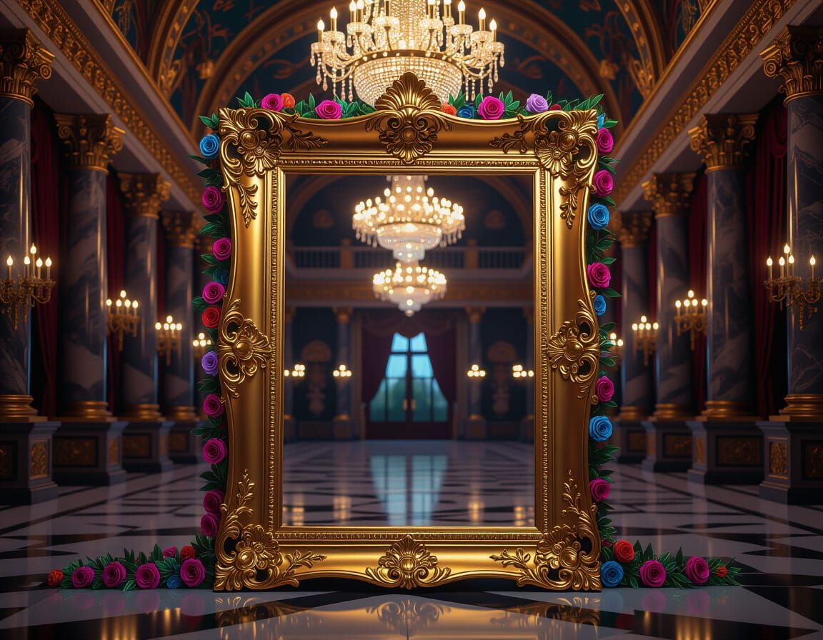 Royal Palace Photo Frame with Golden Design