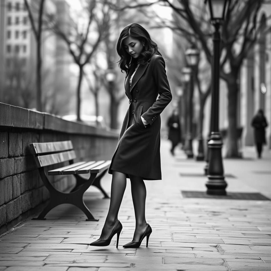 Filipina Woman Exudes Elegance in City Streets