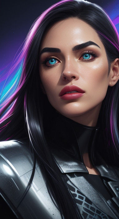 Vibrant, Anime-Inspired Portrait with Intricate Lipstick Det...