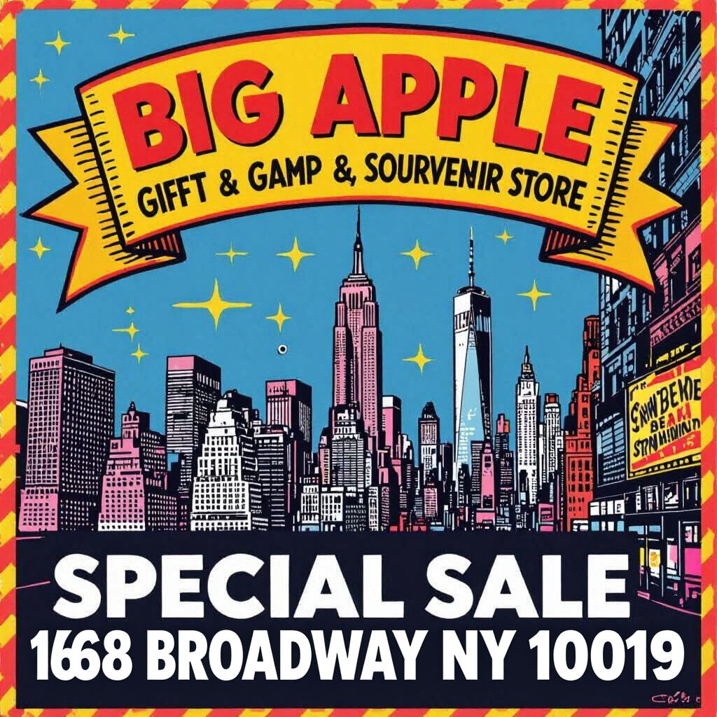 New York Souvenir Shop Sale Banner with Skyline