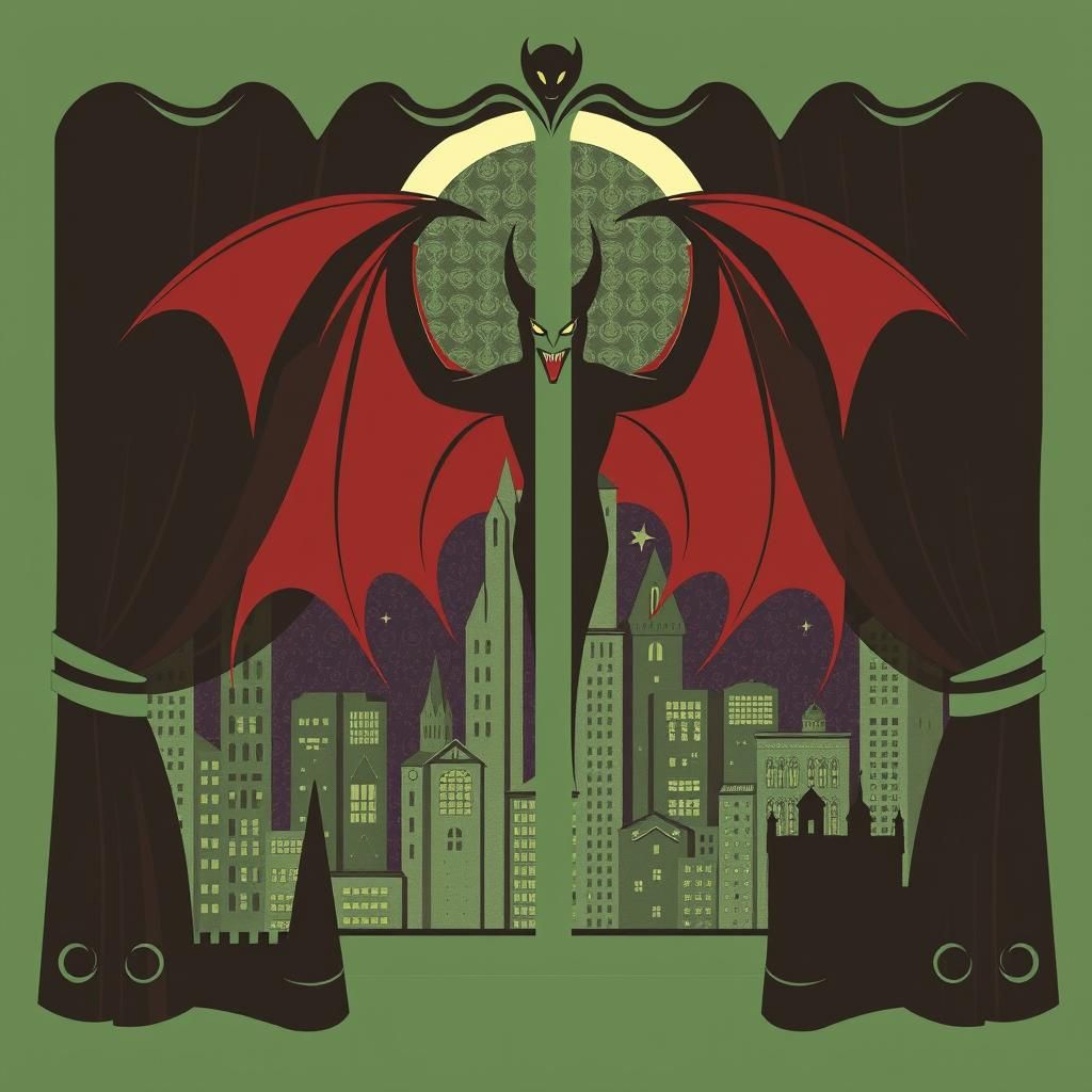 Elegant Art Deco Curtains with Vampire Design