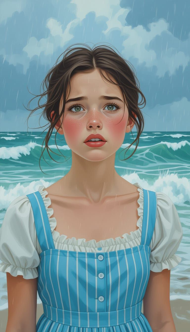 Girl by Stormy Sea: Cinematic Matte Painting