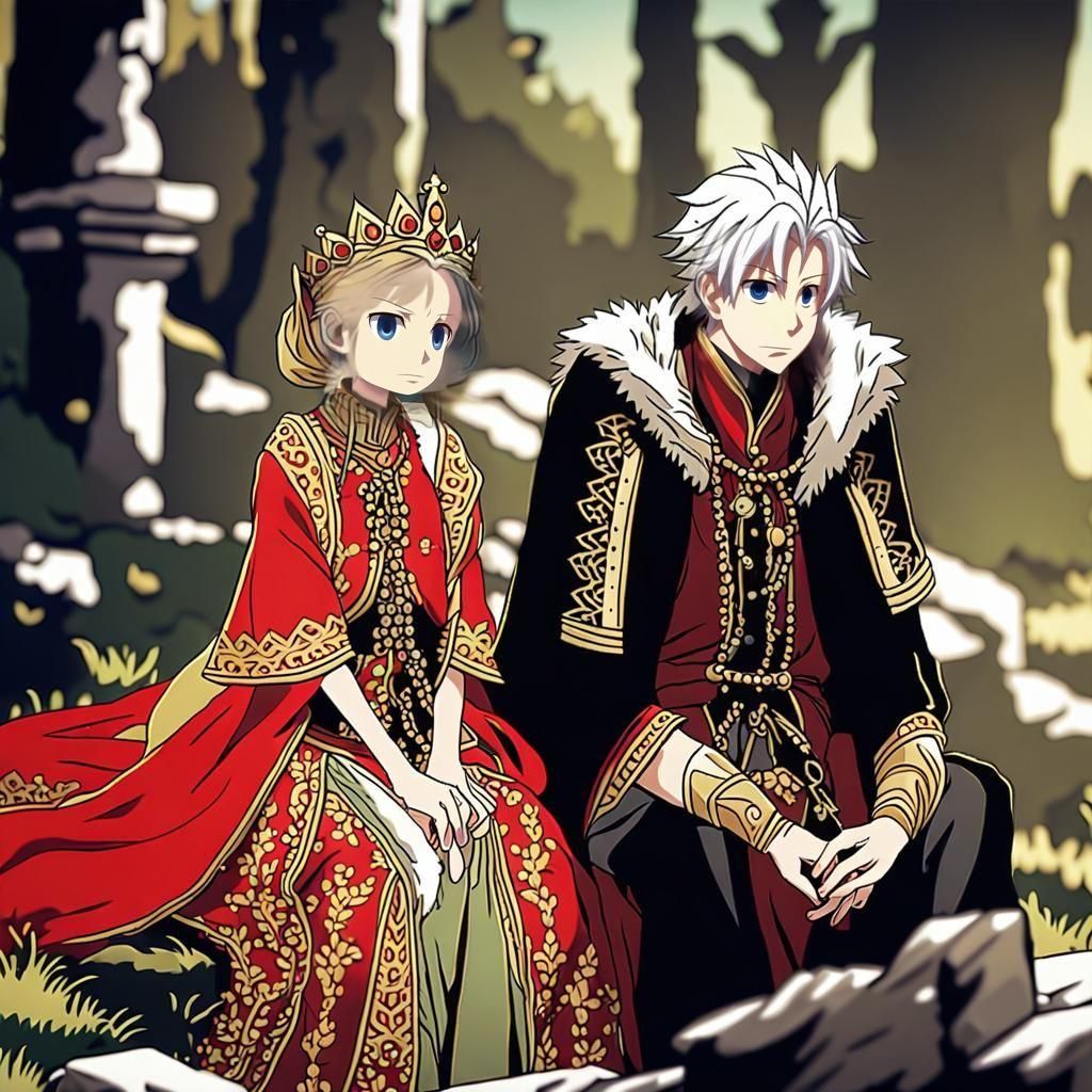 Medieval Anime Scene of Teen Girl and Boy