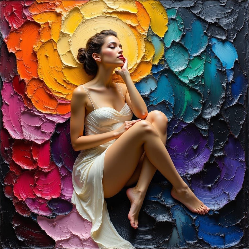 Goddess of Beauty Impasto Oil Painting