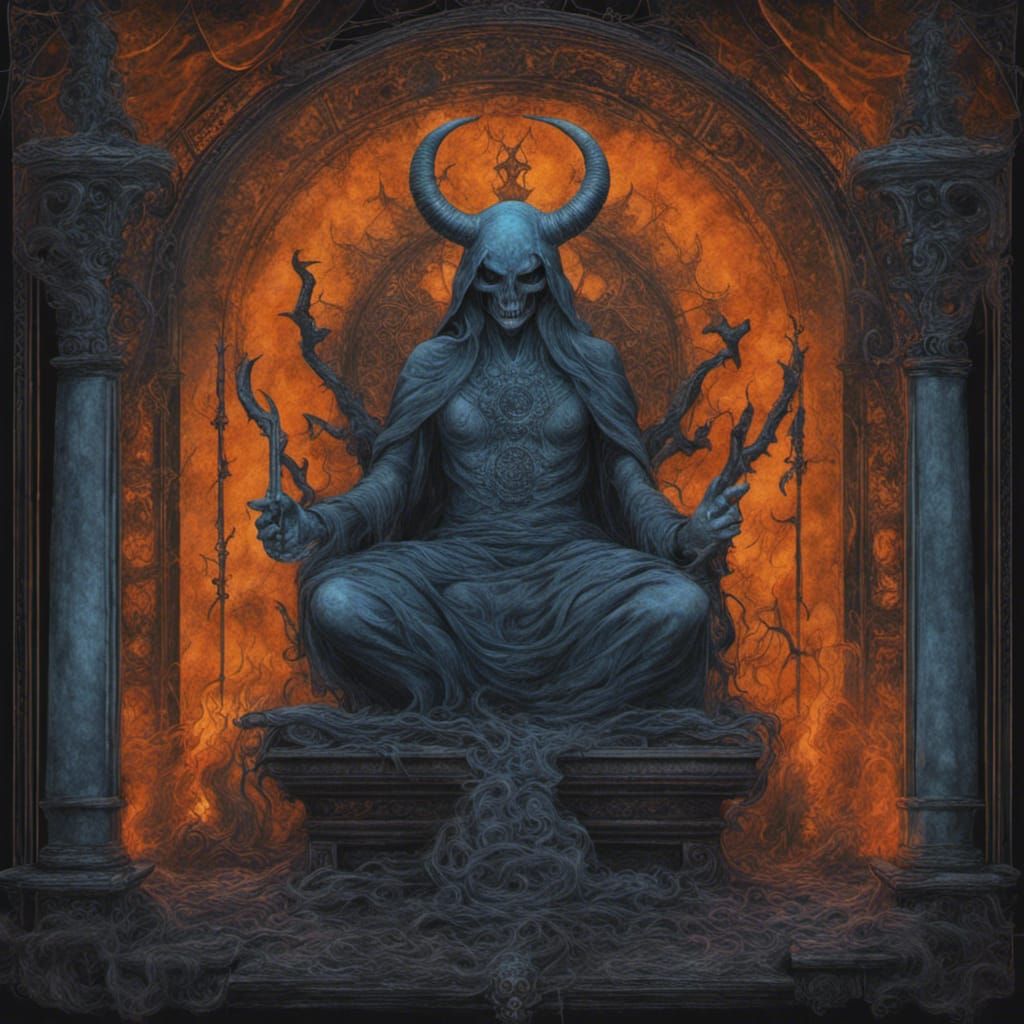 Eerie Satanic Altar in Black Metal Style