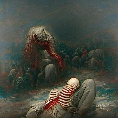 Horrific Vision of Pain in Dark Fantasy Style