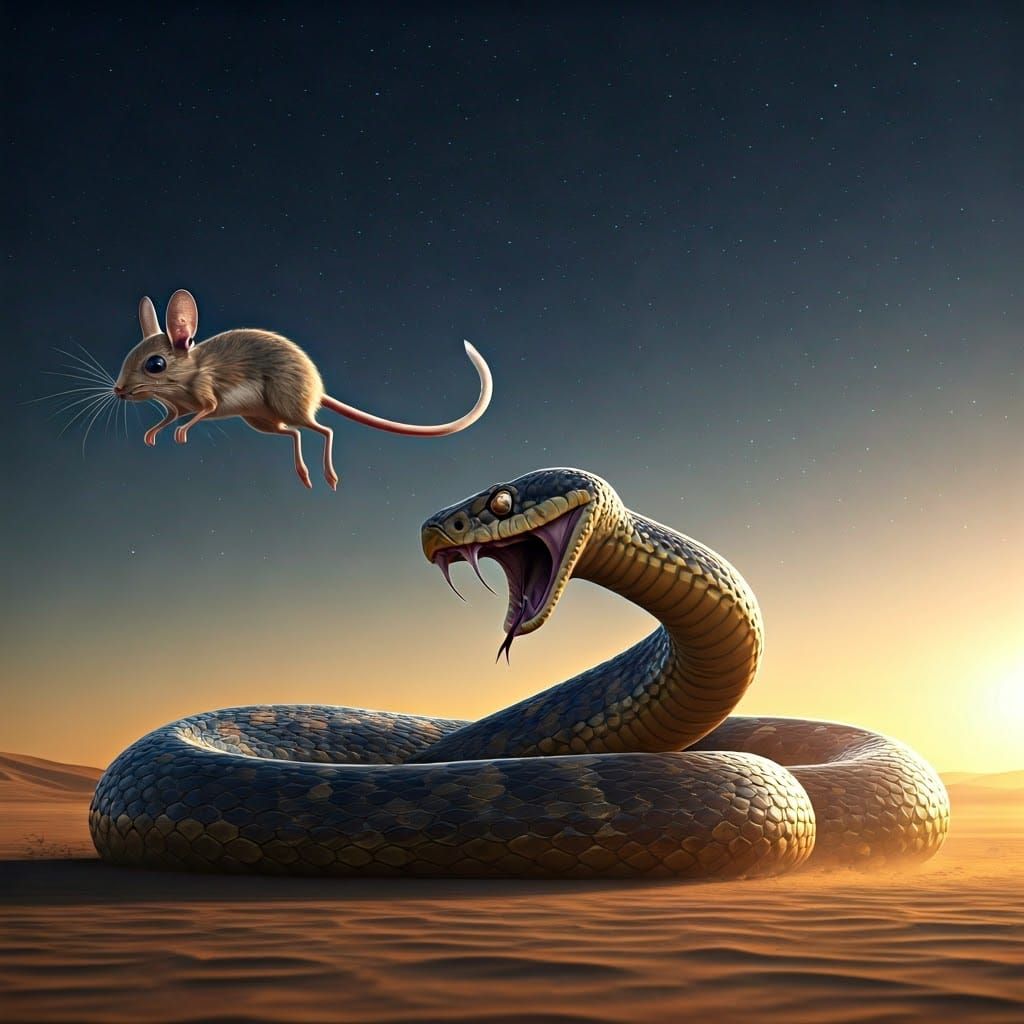 Jerboa's Close Escape: Desert Night Chase