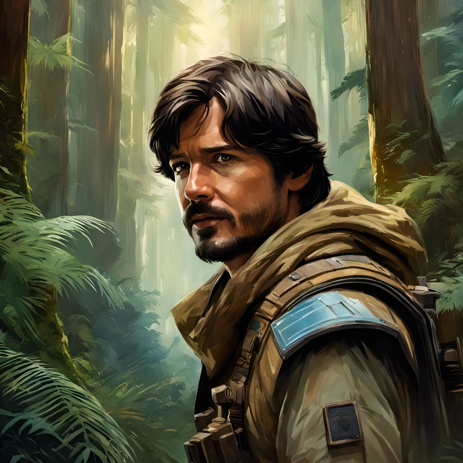 Cassian Andor Portrait on Endor, Digital Art