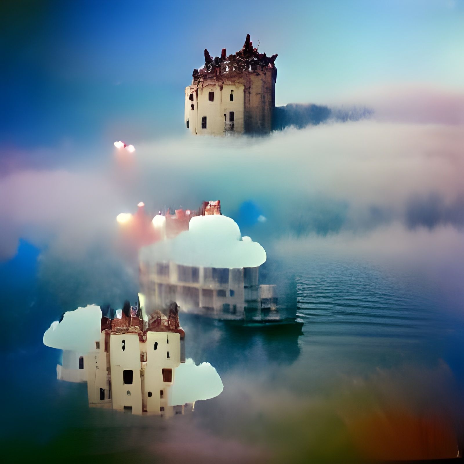 Ethereal Castle Floating in Mist