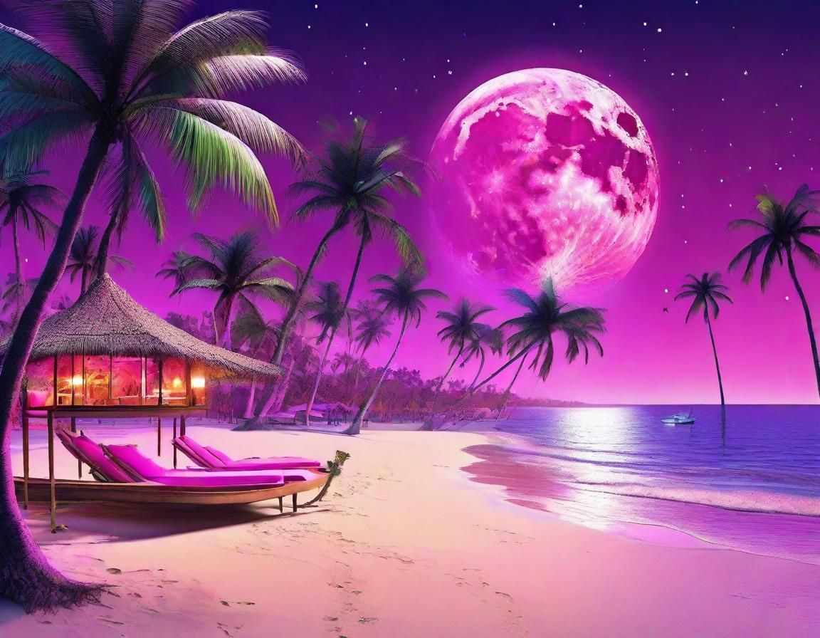 Magenta Beach Holiday Resort Under Full Moon
