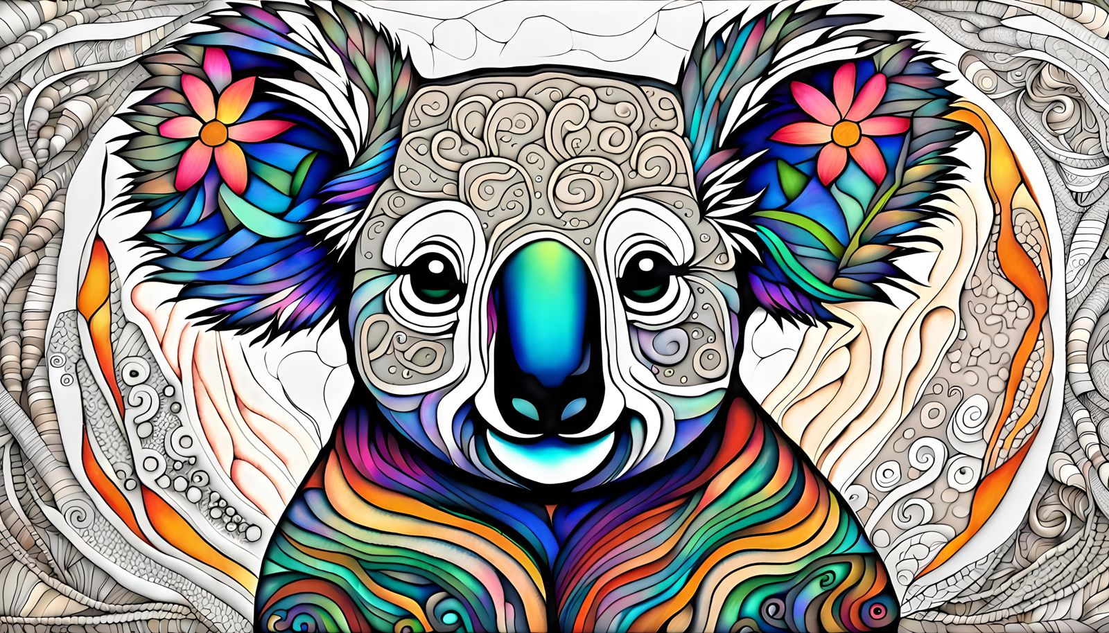 Quantum Zentangle Koala in Whispering Wood