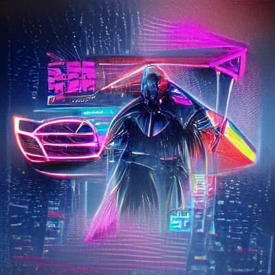 Darth Vader in Synthwave Cyberpunk Style