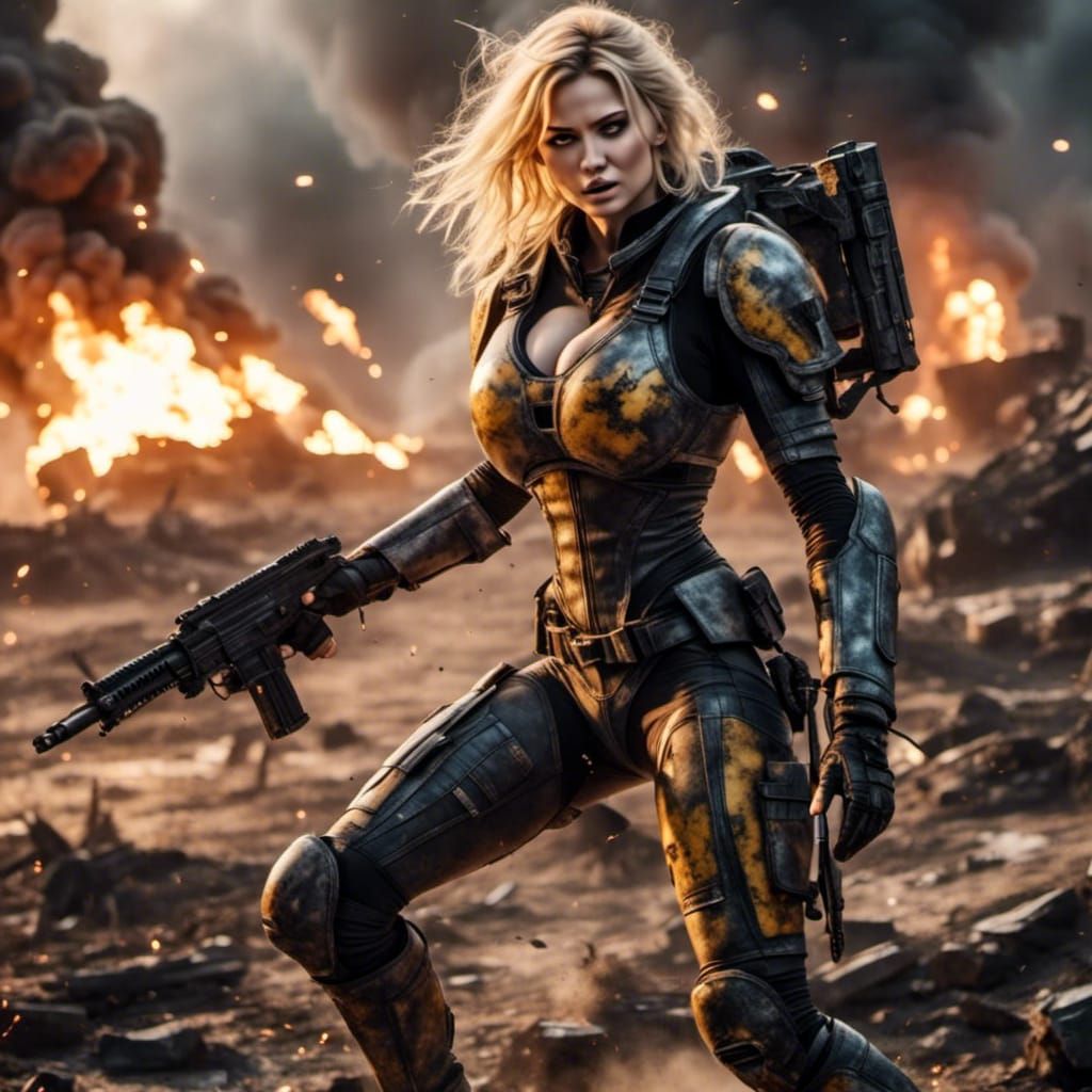 Wounded Space Warrior in Battle