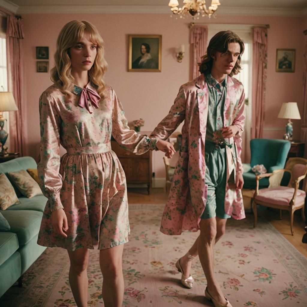 Crossdressing Boy Reveals Legs in Cinematic Lighting