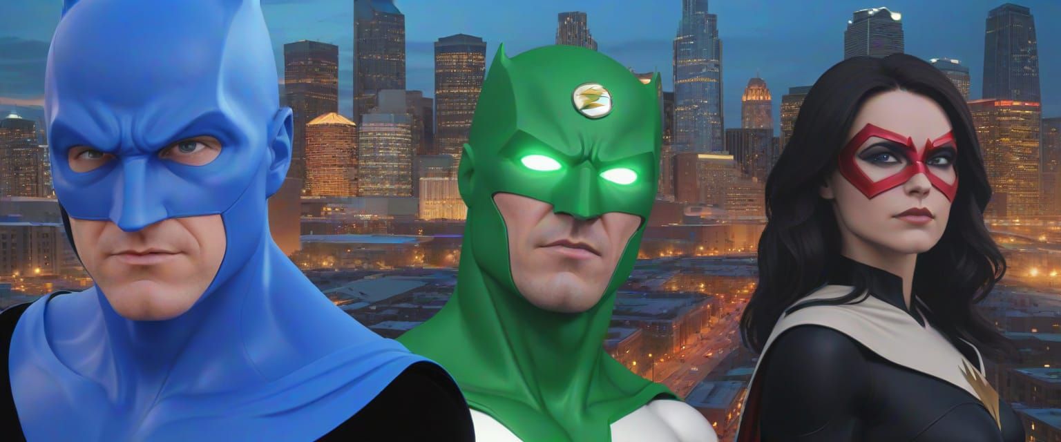 Super Heroes Defy Reality in Hyperrealistic Denver Cityscape