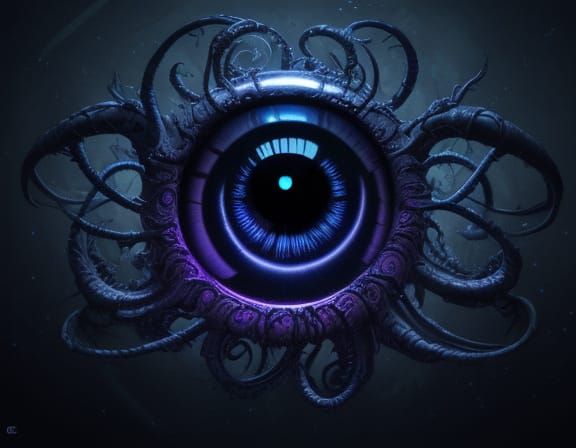 Surreal Alien Eye with Bioluminescent Hues
