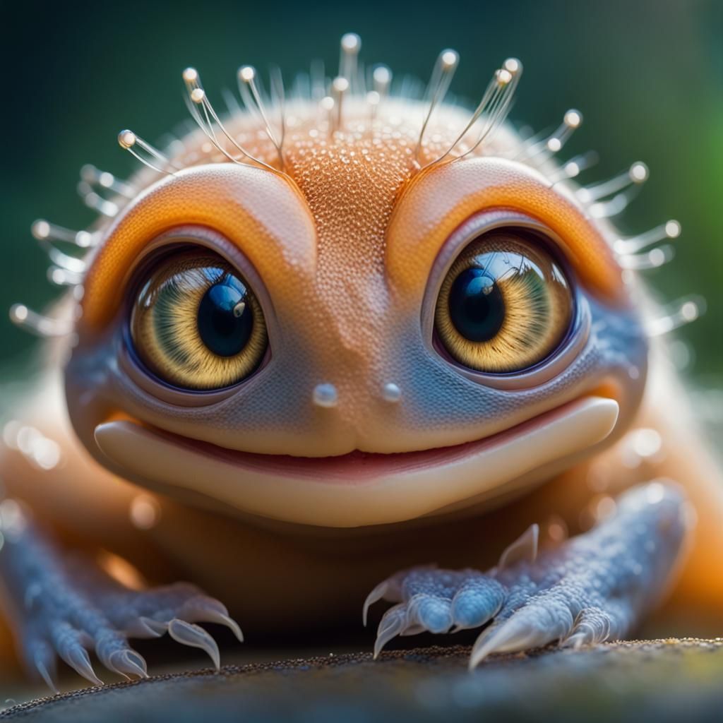 Whimsical Zoomorphic Creature with Translucent Eyes