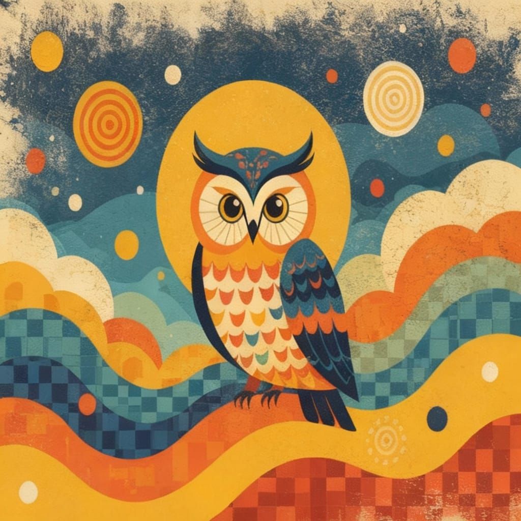 Textured Background Halloween Owl Portrait