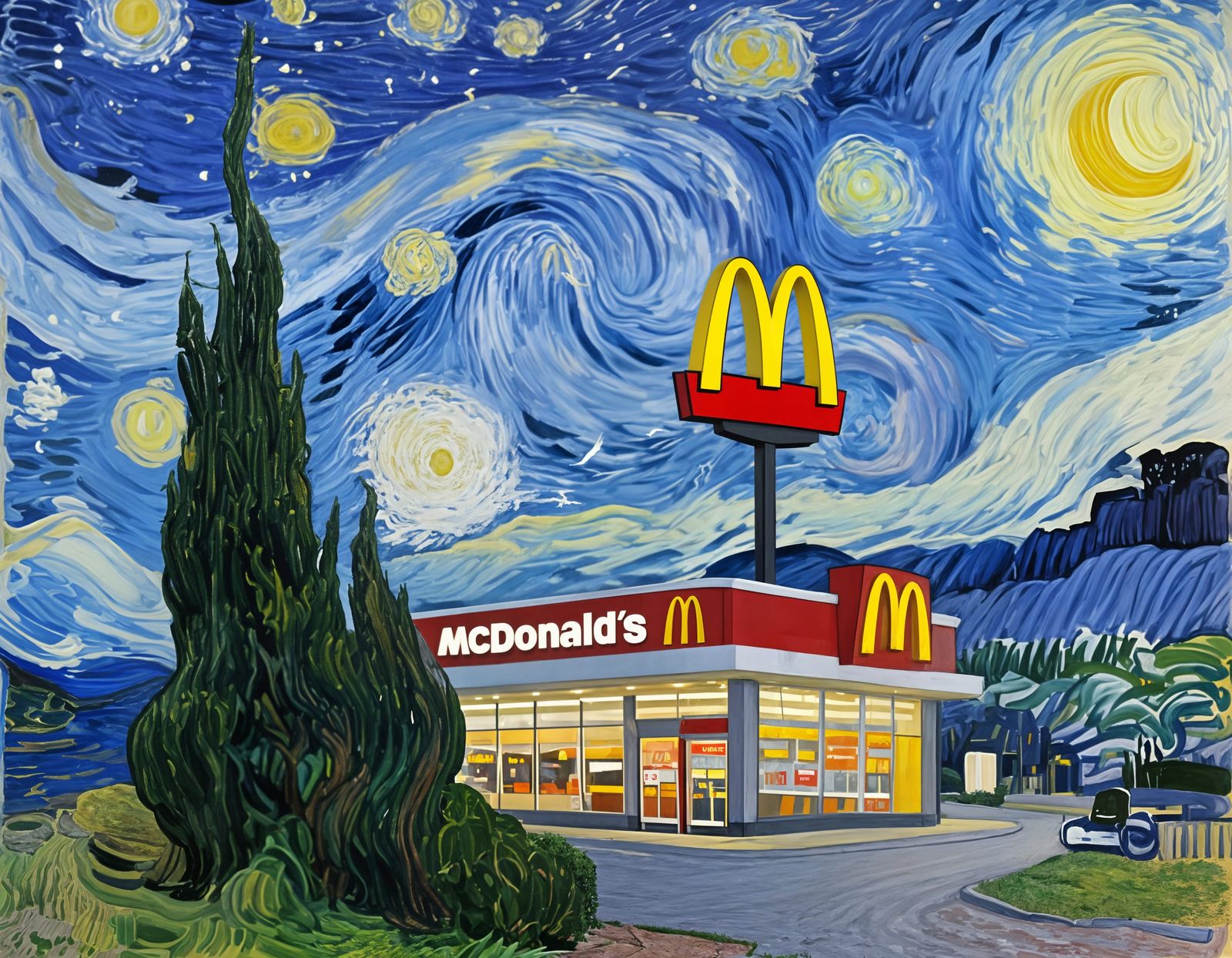 Van Gogh's Starry Night Reimagined with McDonald's