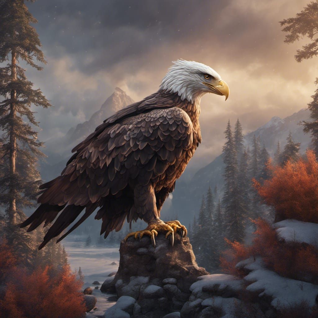 Eagle in Indigenous Alaskan Art Style