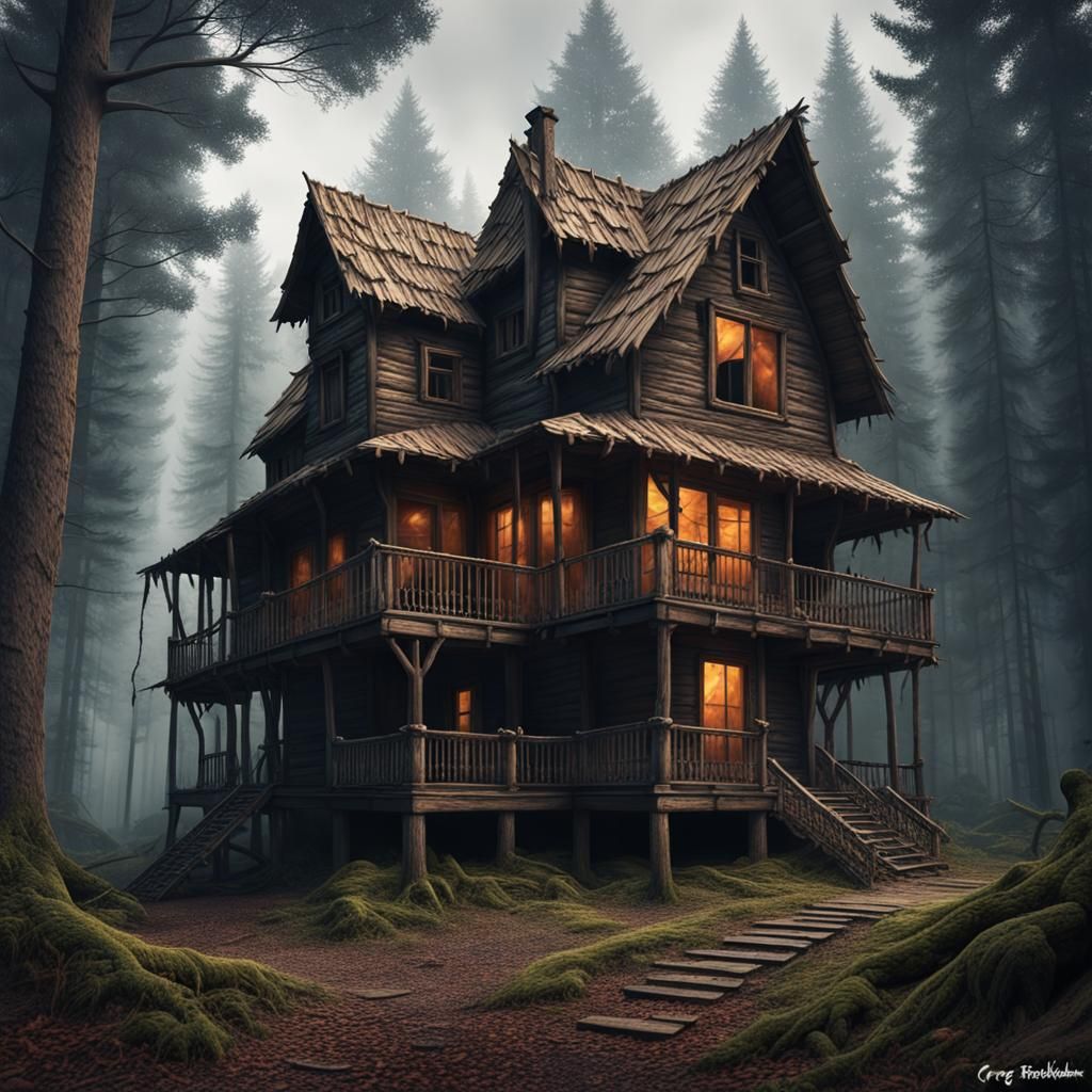 Sinister Wood House in Forest