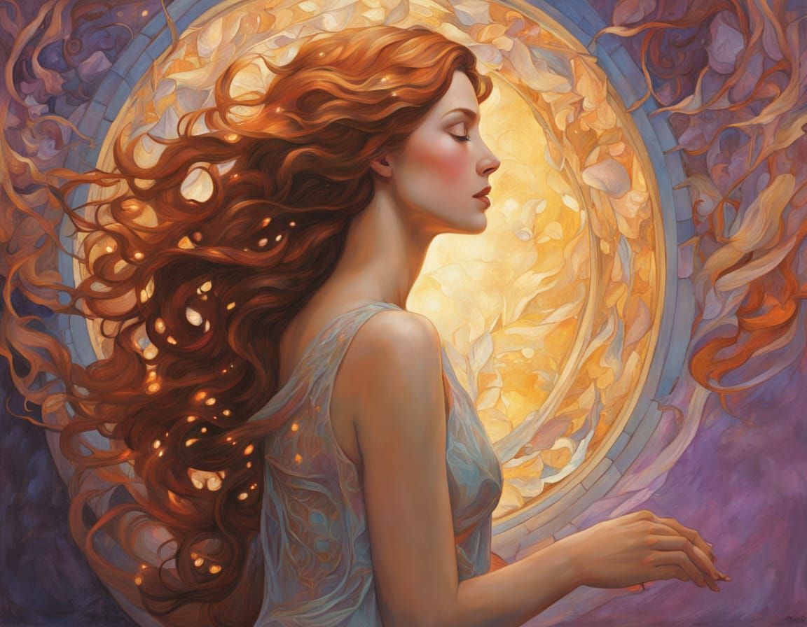 Art Nouveau Fantasy Woman with Moebius-Inspired Art